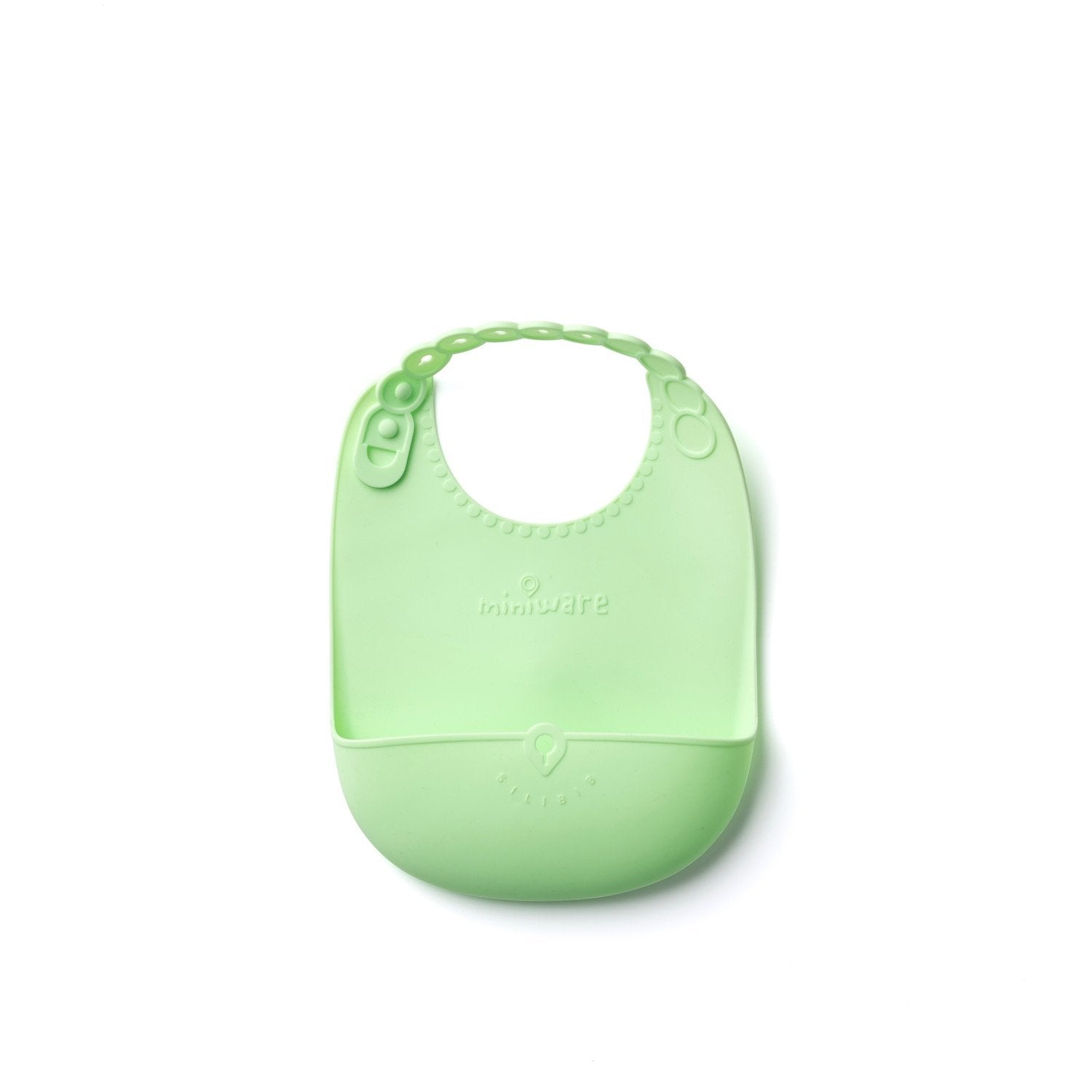 Miniware Roll & Lock bib (Set of 2) - Silicone Bib in Key Lime + Grey