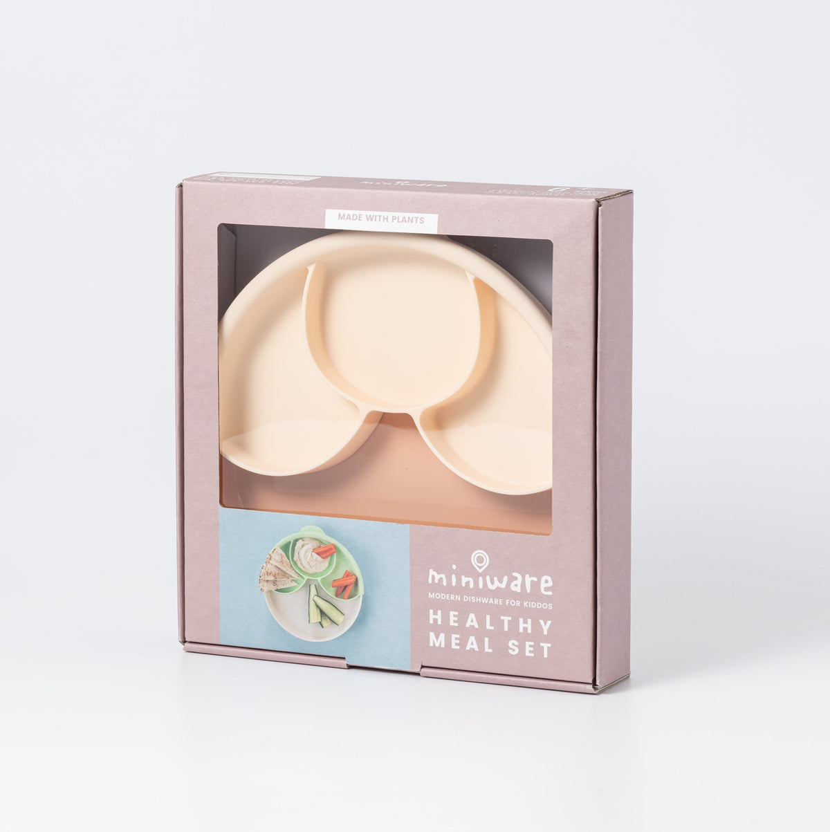 Miniware Healthy Meal Set - PLA Smart Divider Suction Plate + Silicone Divider in Toffee