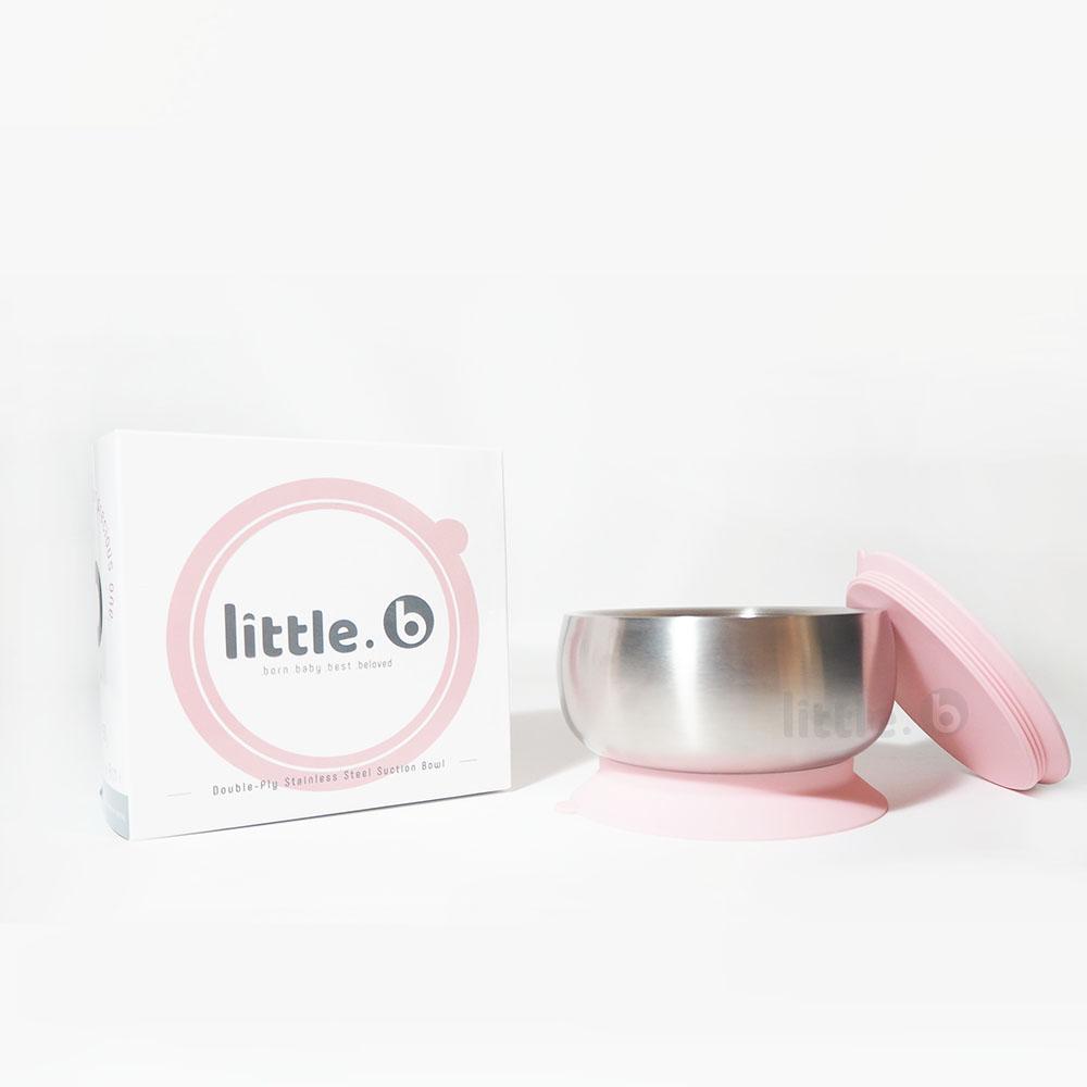 little.b Double-Layer 316 Stainless Steel Suction Bowl - Pink
