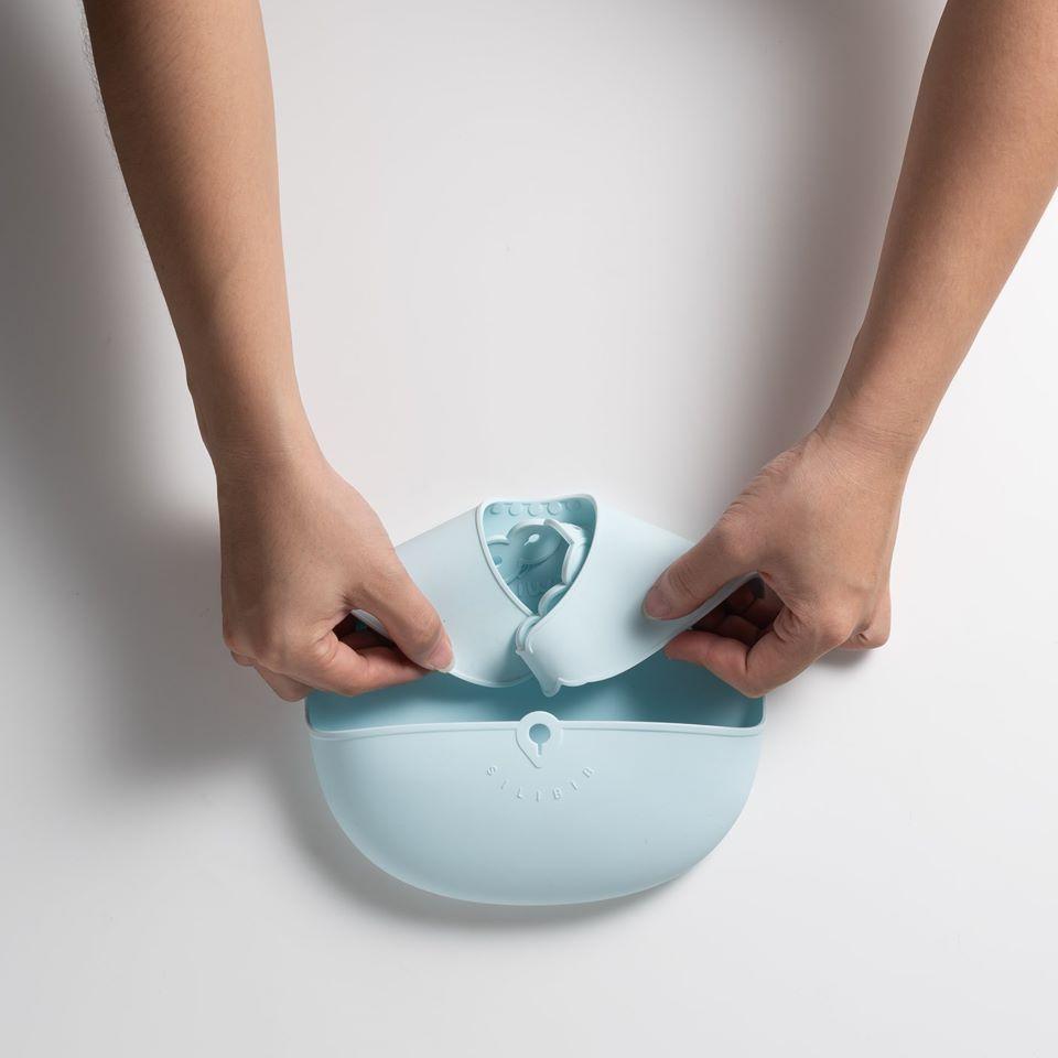 Miniware Roll & Lock bib (Set of 2) - Silicone Bib in Key Lime + Grey