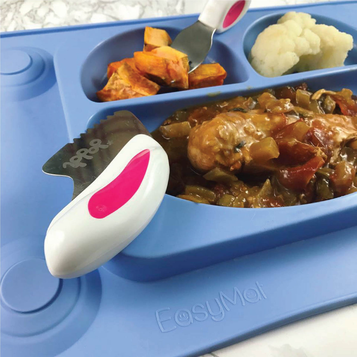 EasyTots EasyMat 防滑矽膠餐盤套裝 - Blue