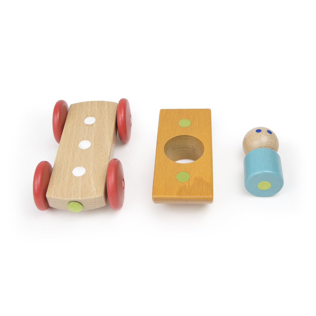 Tegu Magnetic Racers Orange Racers Wooden Blocks