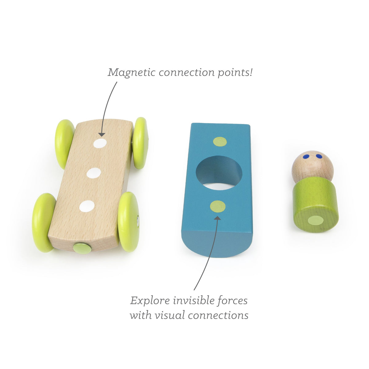 Tegu Magnetic Racers Teal Racer Wooden Blocks