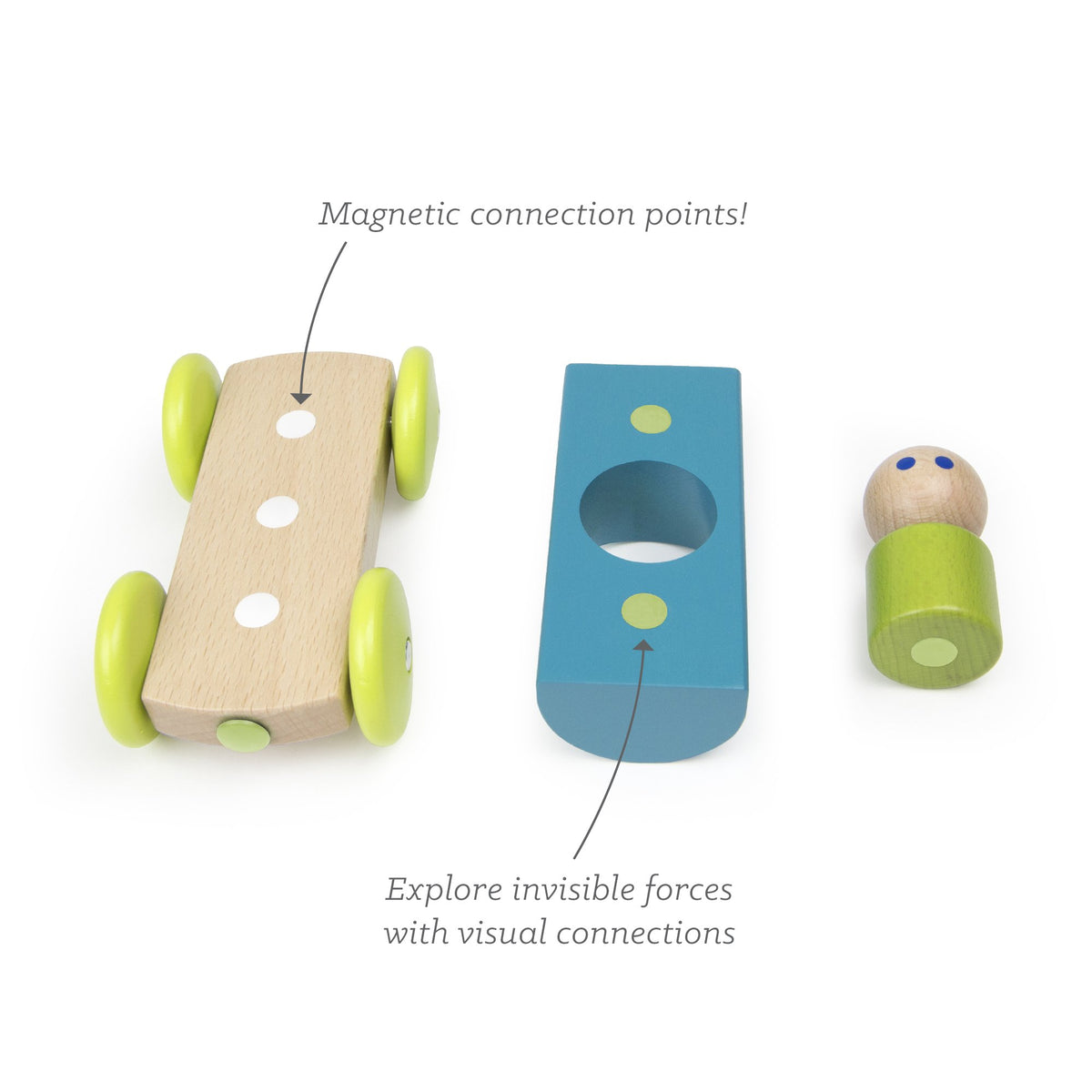Tegu Magnetic Racers Teal Racer Wooden Blocks