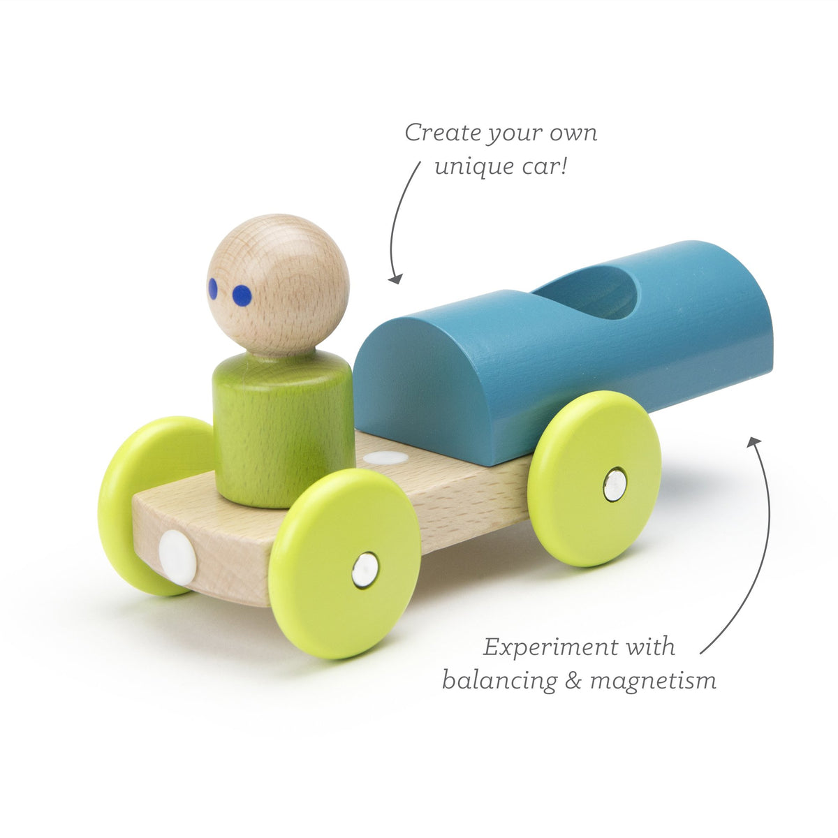 Tegu Magnetic Racers Teal Racer Wooden Blocks