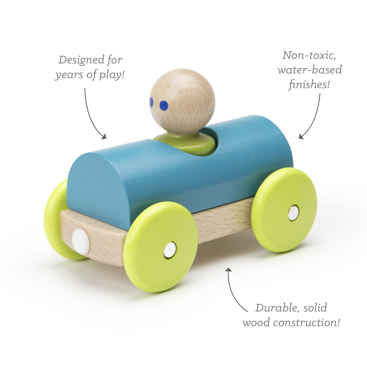 Tegu Magnetic Racers Teal Racer Wooden Blocks