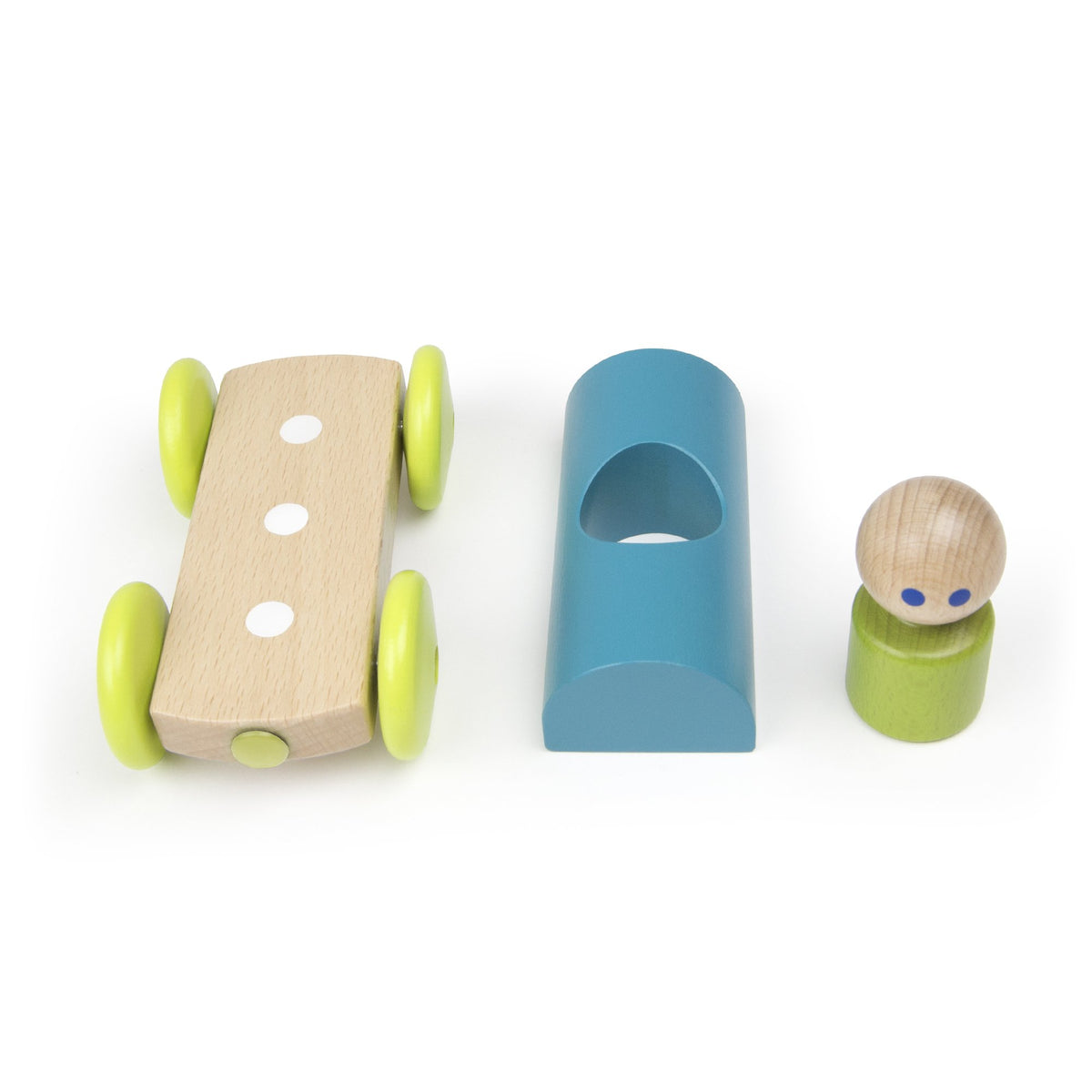 Tegu Magnetic Racers Teal Racer Wooden Blocks