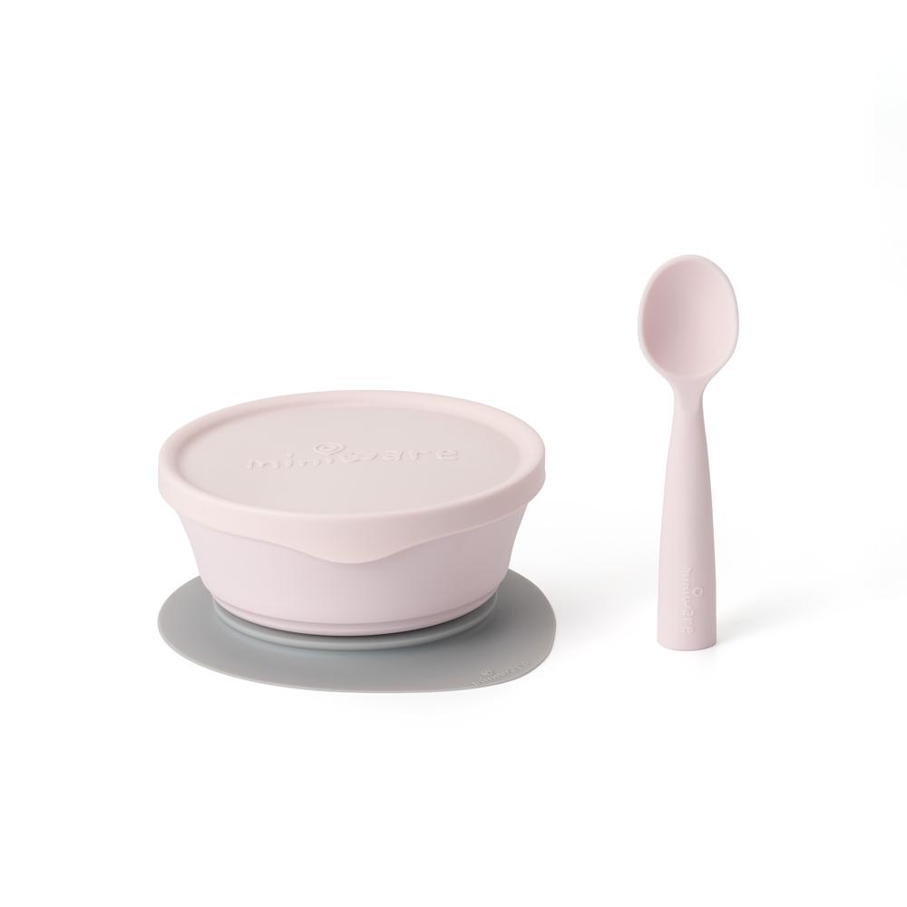 Miniware First Bite Set - PLA Cereal Suction Bowl + Silicone Spoon and Cover in Cotton Candy