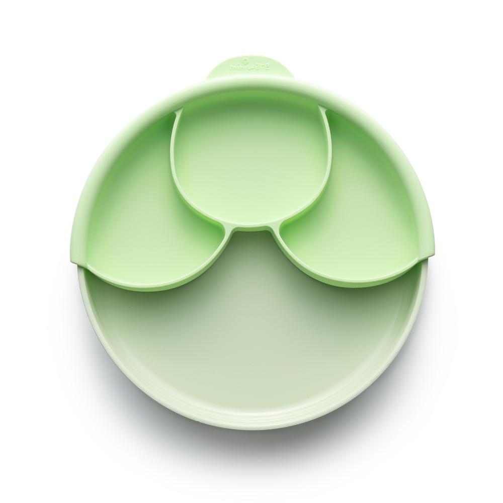 Miniware Healthy Meal Set - PLA Smart Divider Suction Plate + Silicone Divider in Key Lime