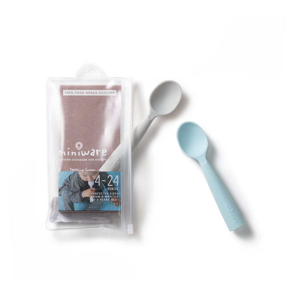 Miniware Training Spoon Set - Grey + Aqua