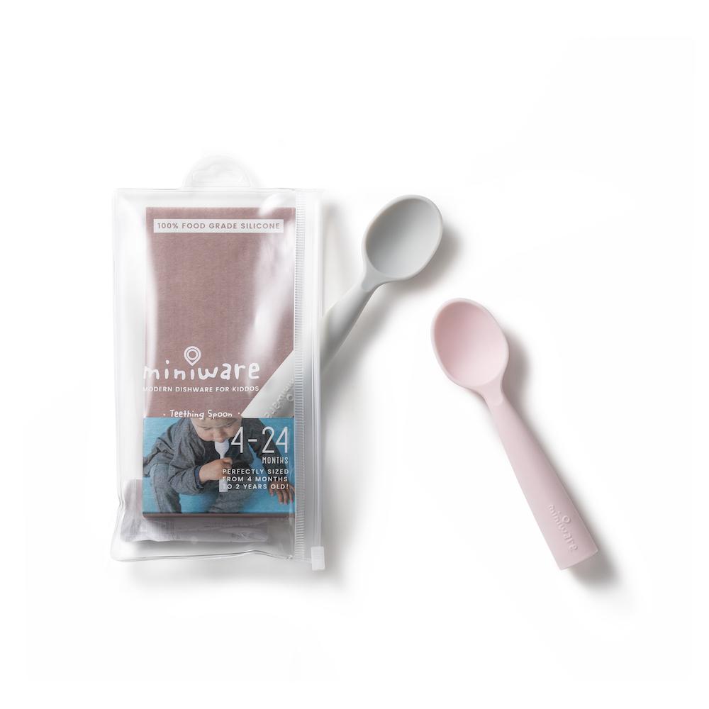 Miniware Training Spoon Set - Grey + Cotton Candy