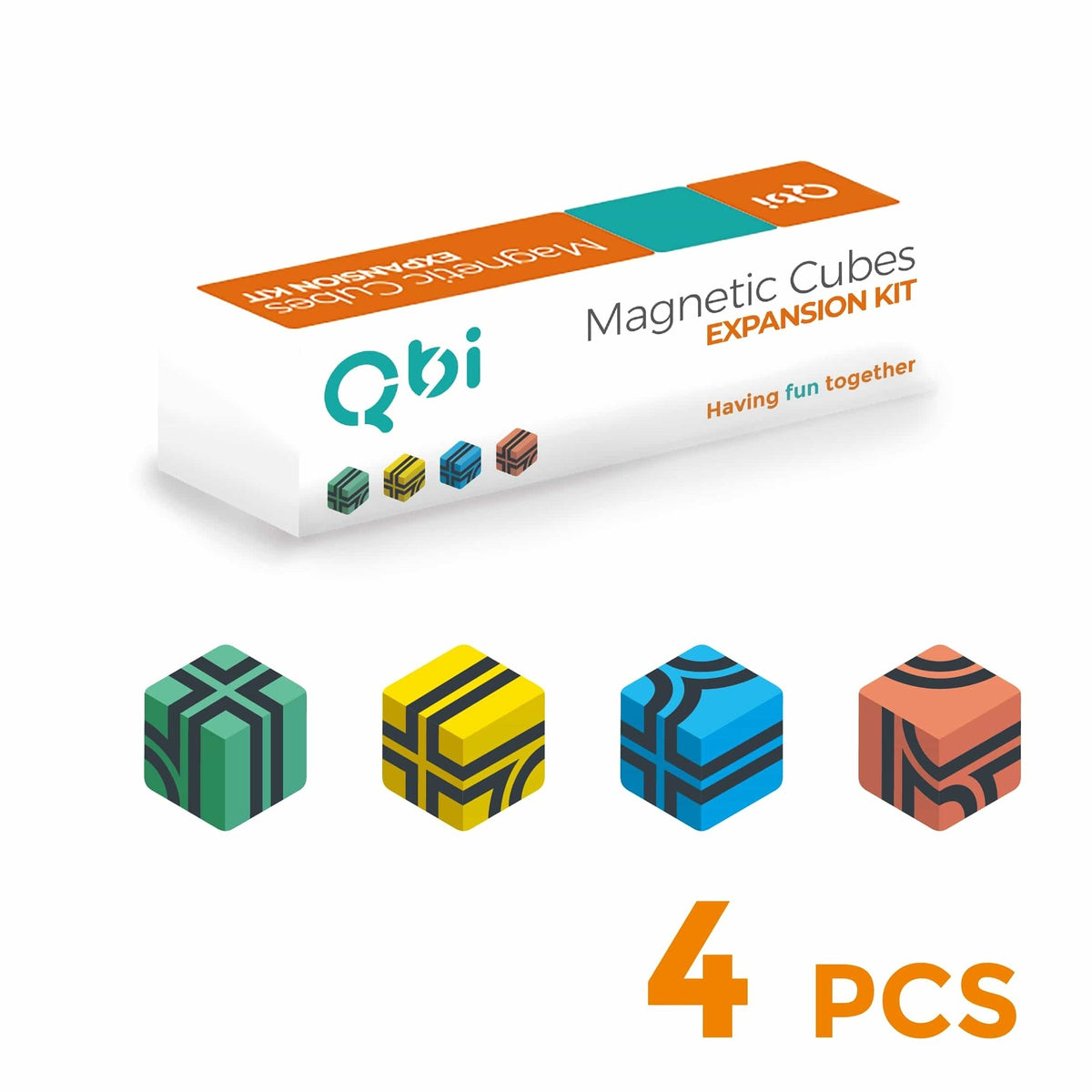 QbiToy Magnetic Cubes - Expansion Kit - 4 Cubes - STEM Toys