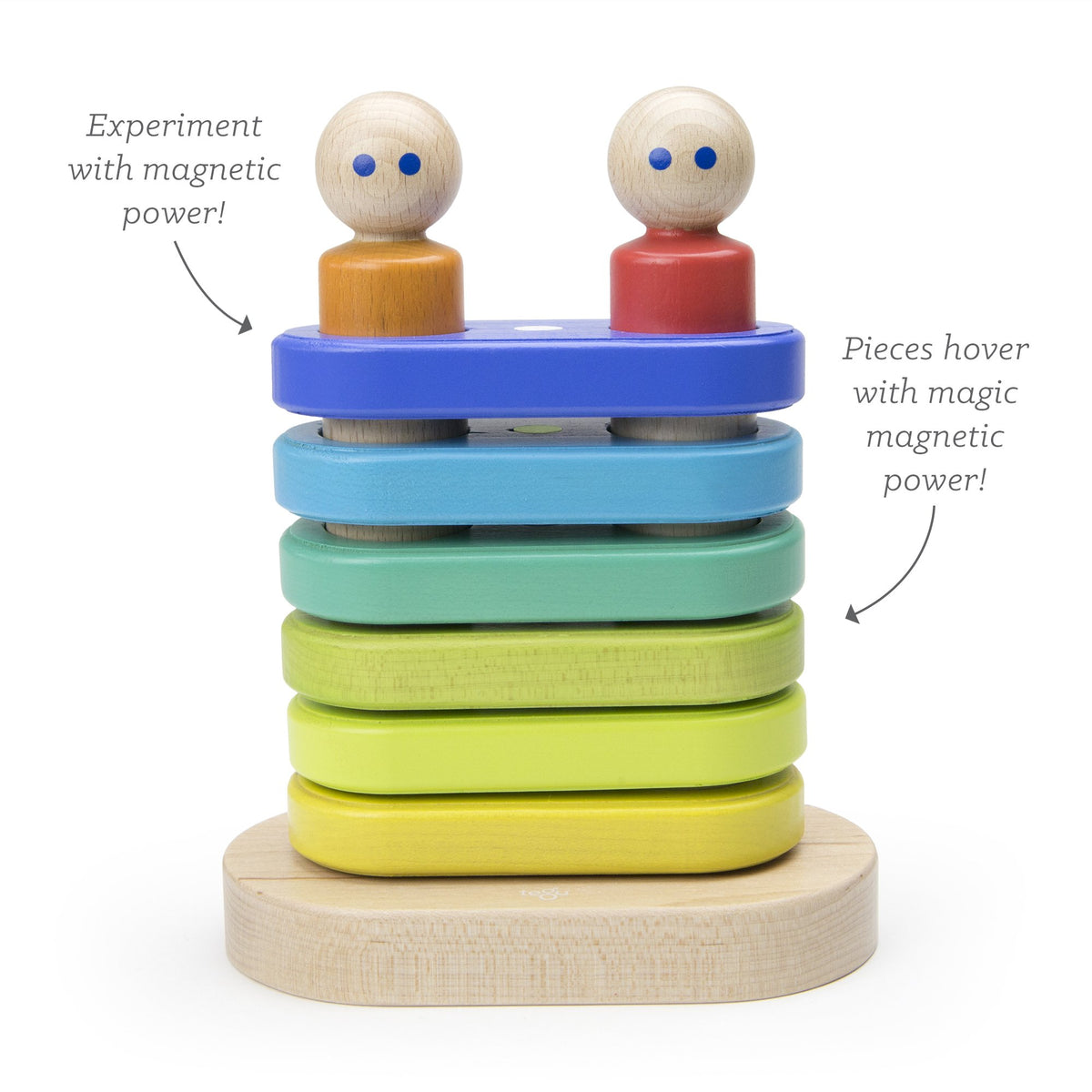 Tegu Floating Stacker Blue &amp; Green Magnetic Wooden Blocks