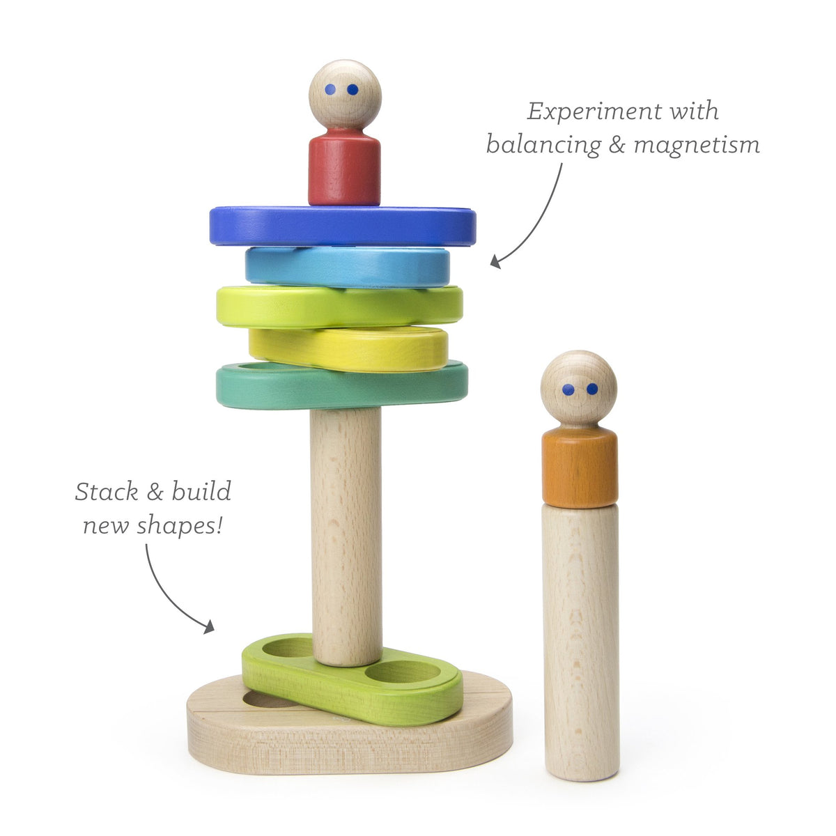 Tegu Floating Stacker Blue &amp; Green Magnetic Wooden Blocks