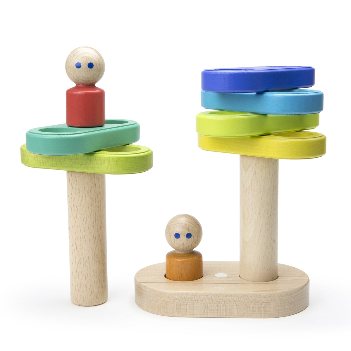 Tegu Floating Stacker Blue &amp; Green Magnetic Wooden Blocks
