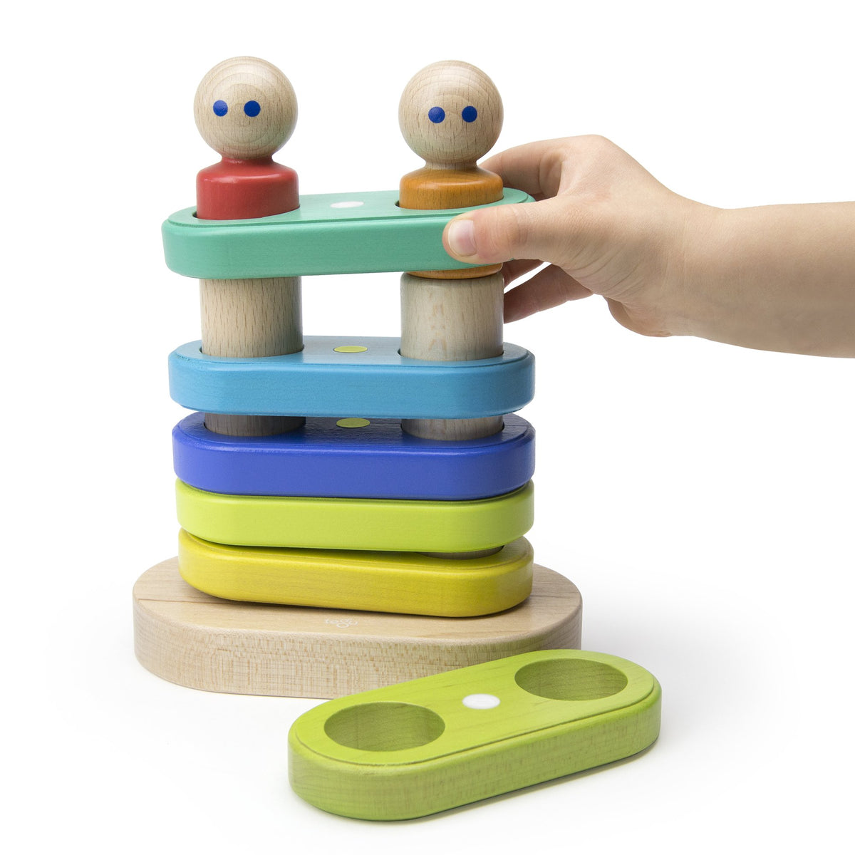 Tegu Floating Stacker Blue &amp; Green Magnetic Wooden Blocks
