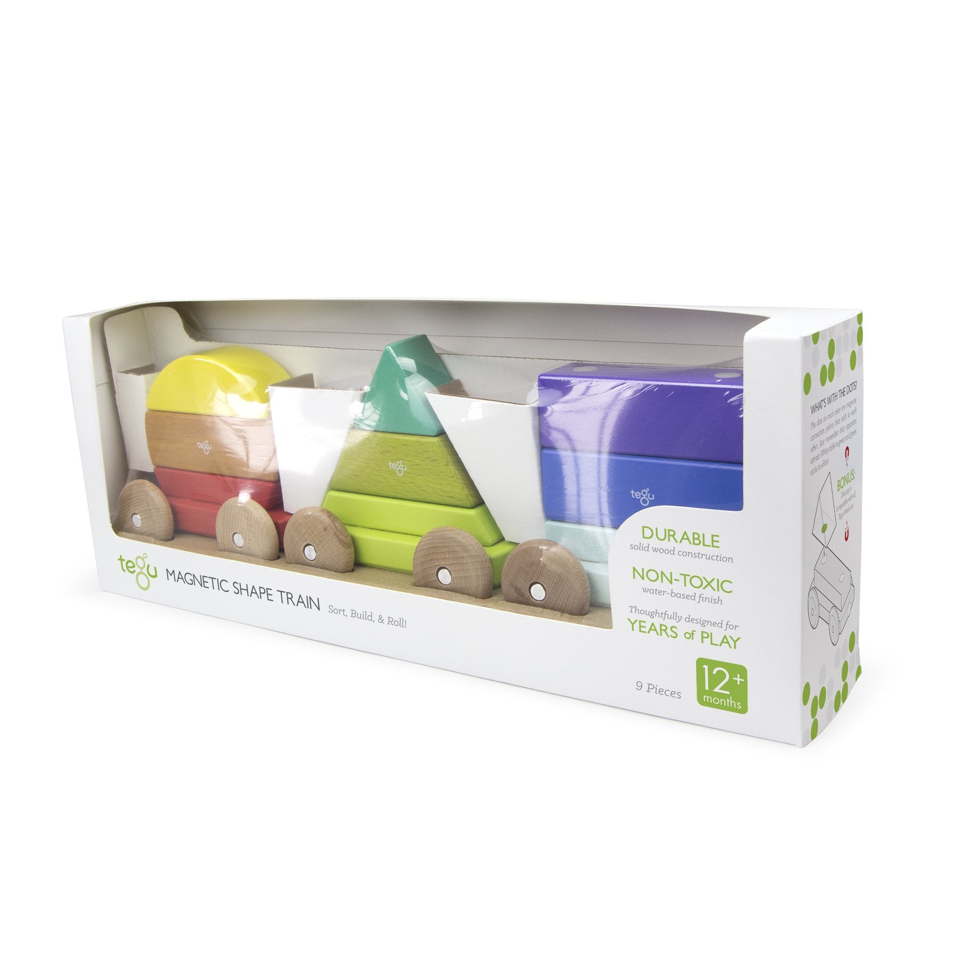 Tegu Shape Train Rainbow Magnetic Wooden Blocks Mighty Rabbit
