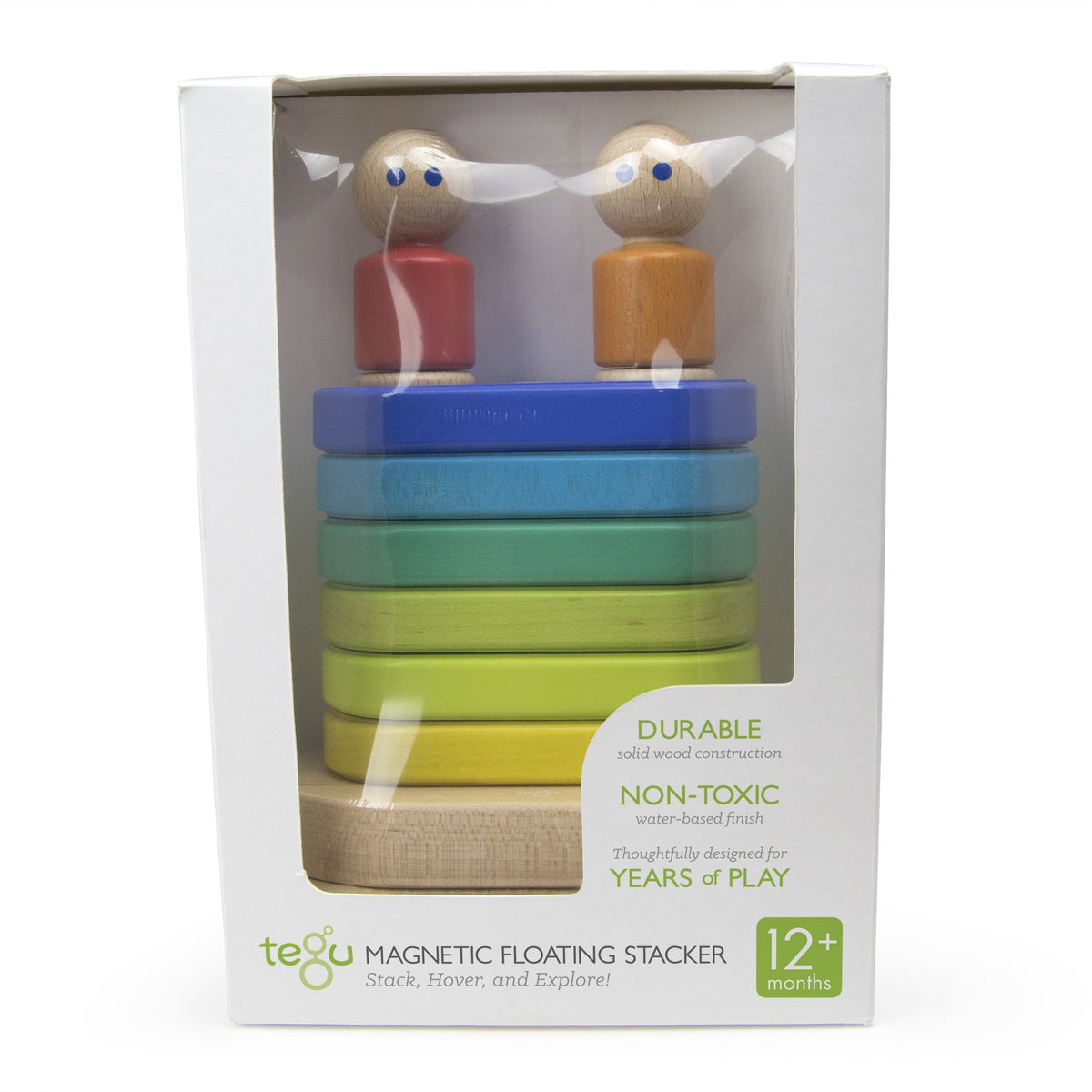 Tegu Floating Stacker Blue &amp; Green Magnetic Wooden Blocks