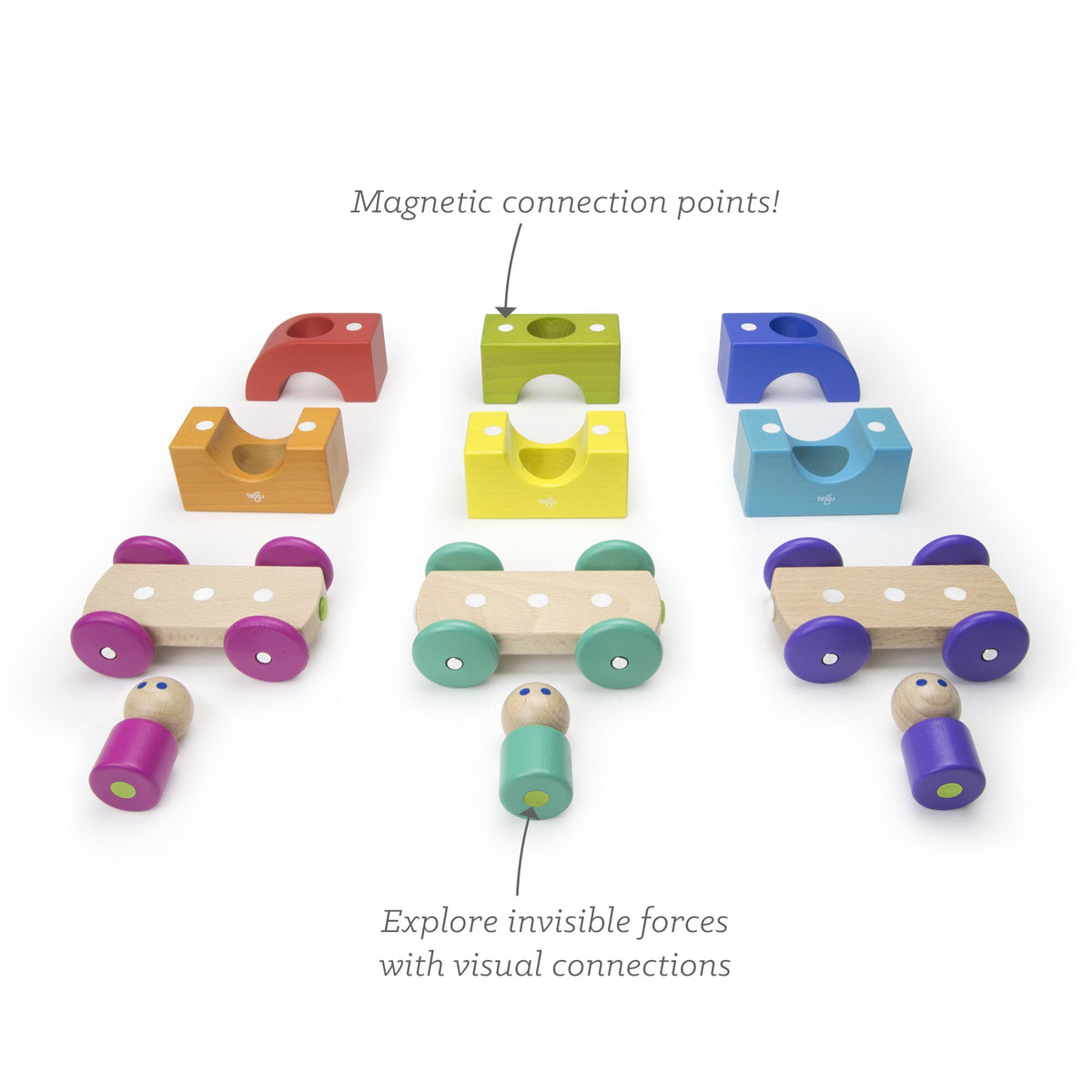 Tegu Tram Rainbow Magnetic Wooden Blocks
