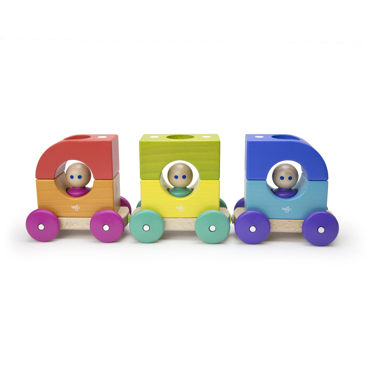 Tegu Tram Rainbow Magnetic Wooden Blocks