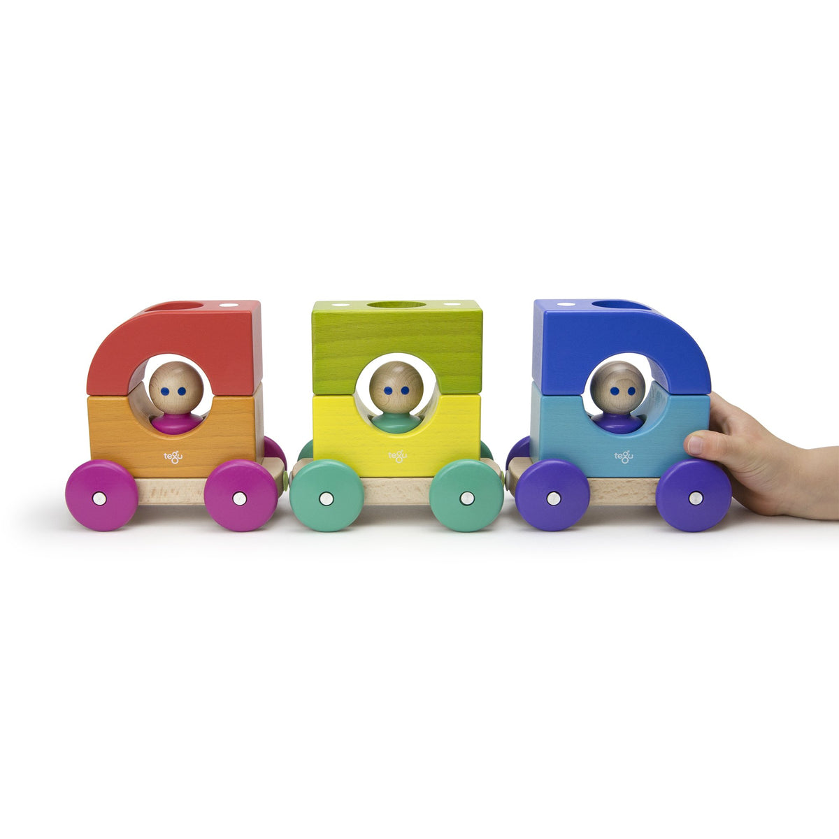Tegu Tram Rainbow Magnetic Wooden Blocks