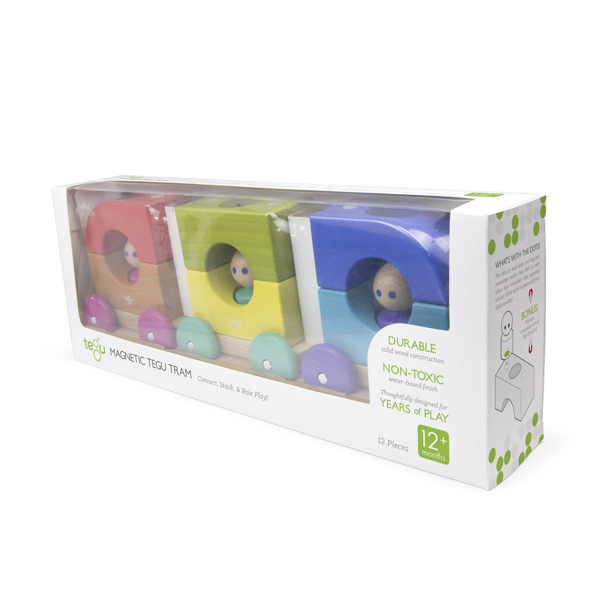 Tegu Tram Rainbow Magnetic Wooden Blocks