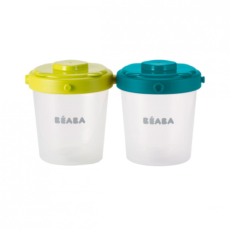 BEABA Clip Portions - 2nd Age/200ml Blue / Neon - Set of 6