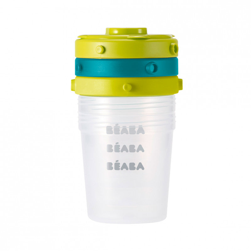 BEABA Clip Portions - 2nd Age/200ml Blue / Neon - Set of 6