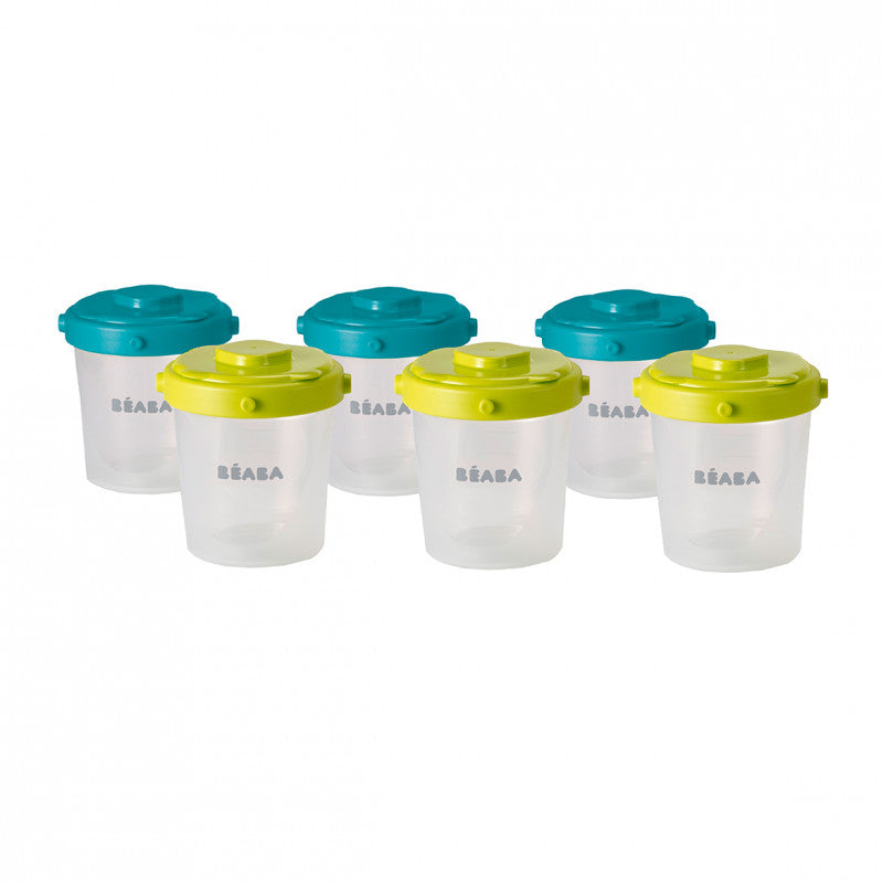 BEABA Clip Portions - 2nd Age/200ml Blue / Neon - Set of 6