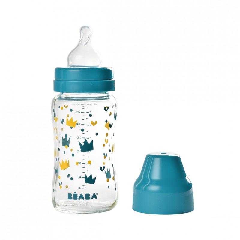 beaba-wide-neck-glass-bottle-240ml-yellow-blue-crown (2)