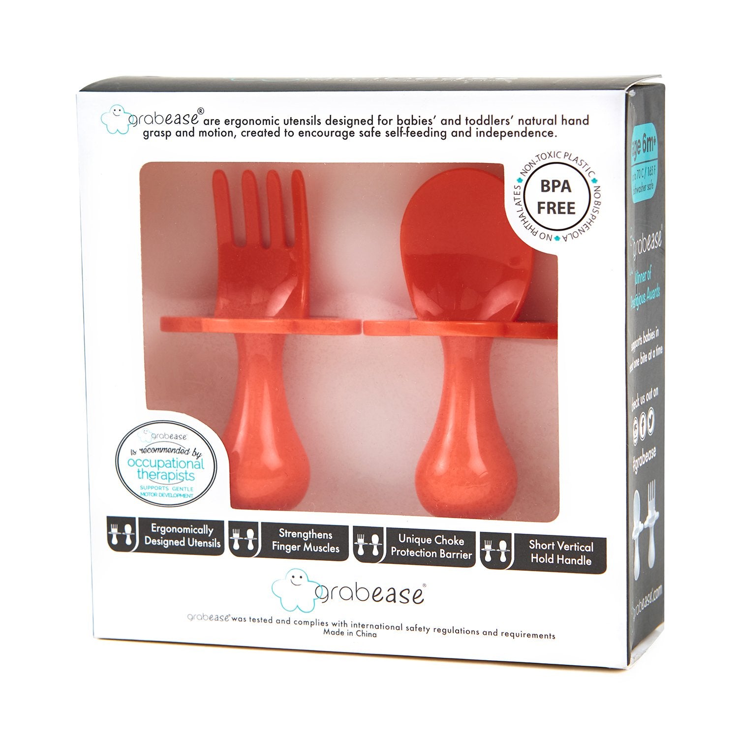 Grabease Baby and Toddler Self-Feeding Utensils – Spoon and Fork