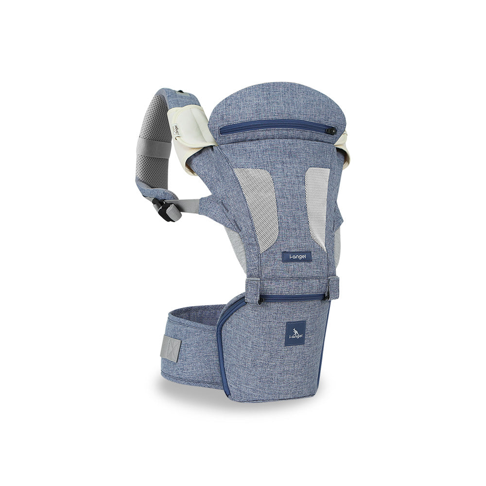 i-angel 2-in-1 NEW MAGIC7 Folding Hipseat Carrier - Melange Blue