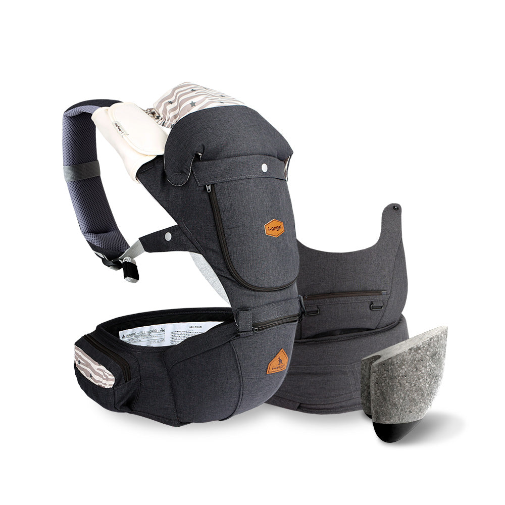 i-angel 4-in-1 THE NEW MIRACLE Hipseat Carrier + Baby Carrier - Melange Charcoal