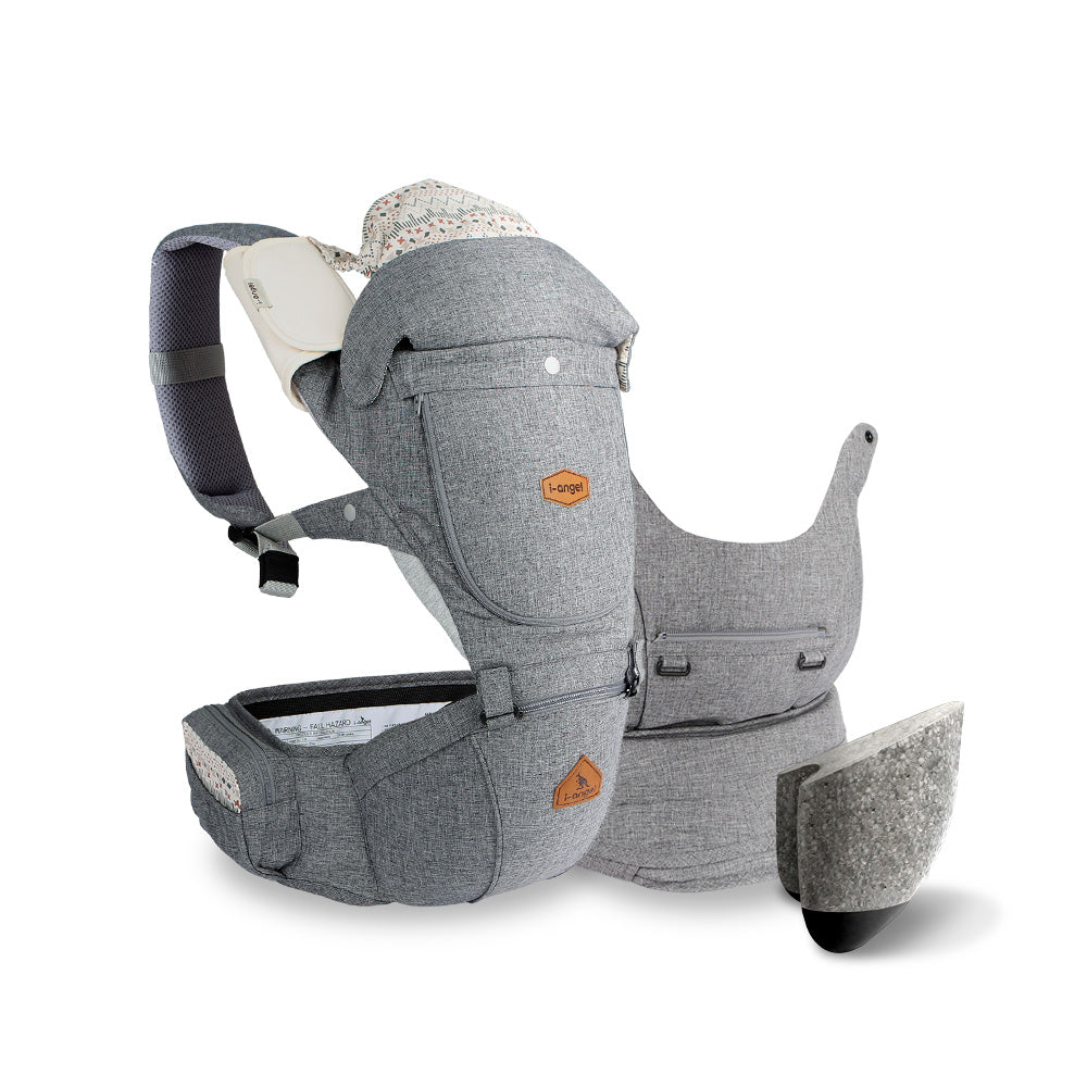 i-angel 4-in-1 THE NEW MIRACLE Hipseat Carrier + Baby Carrier - Melange Gray