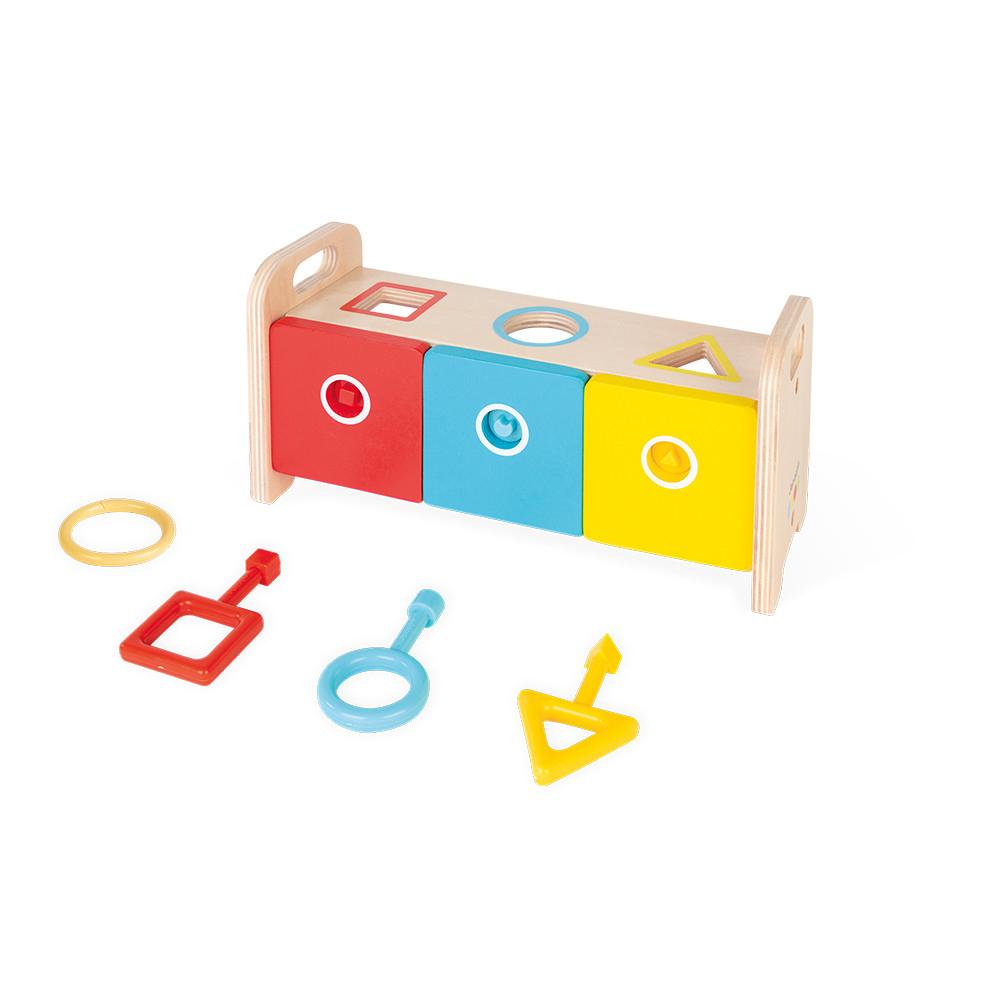 Janod Essentiel - Shape Sorter Box with Key