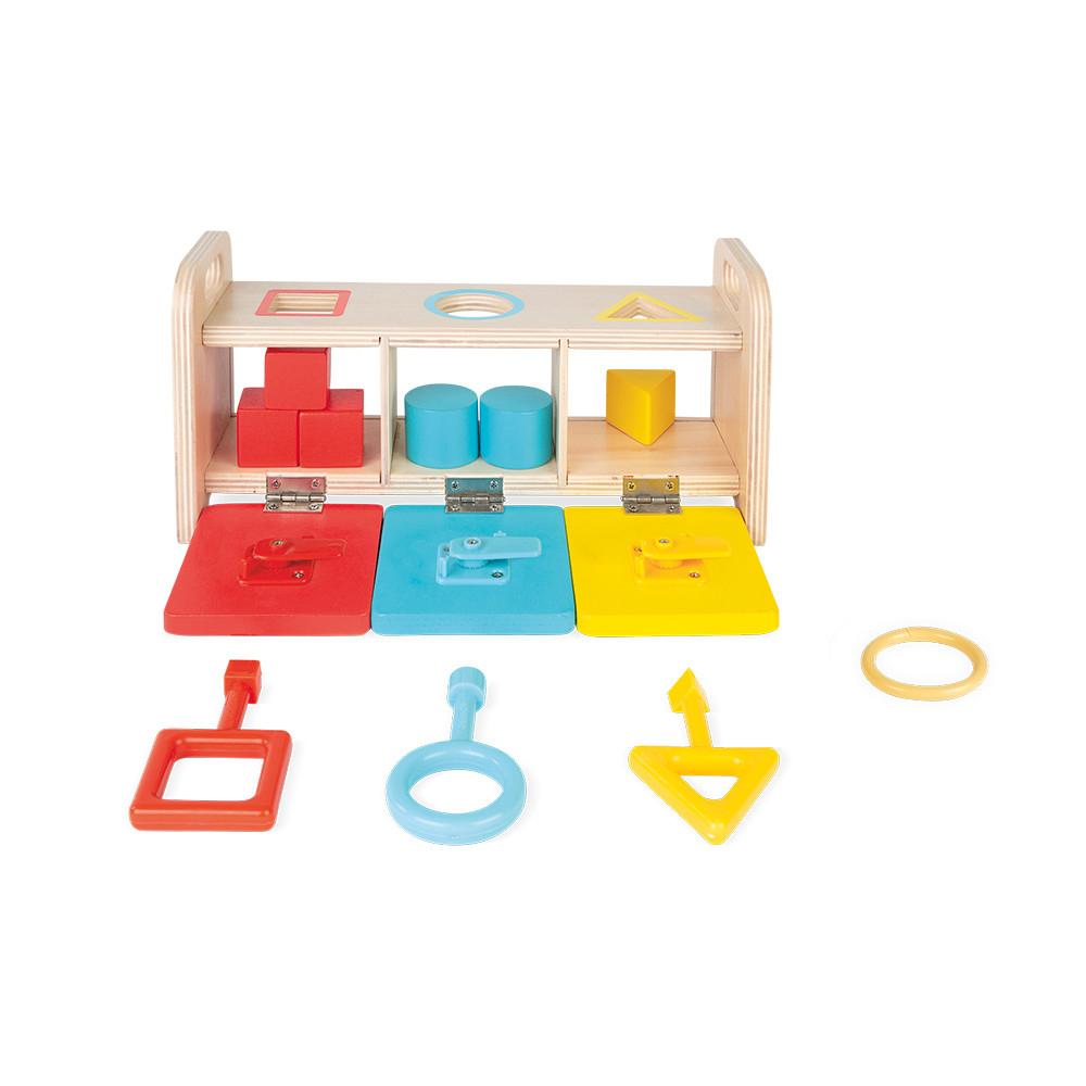 Janod Essentiel - Shape Sorter Box with Key