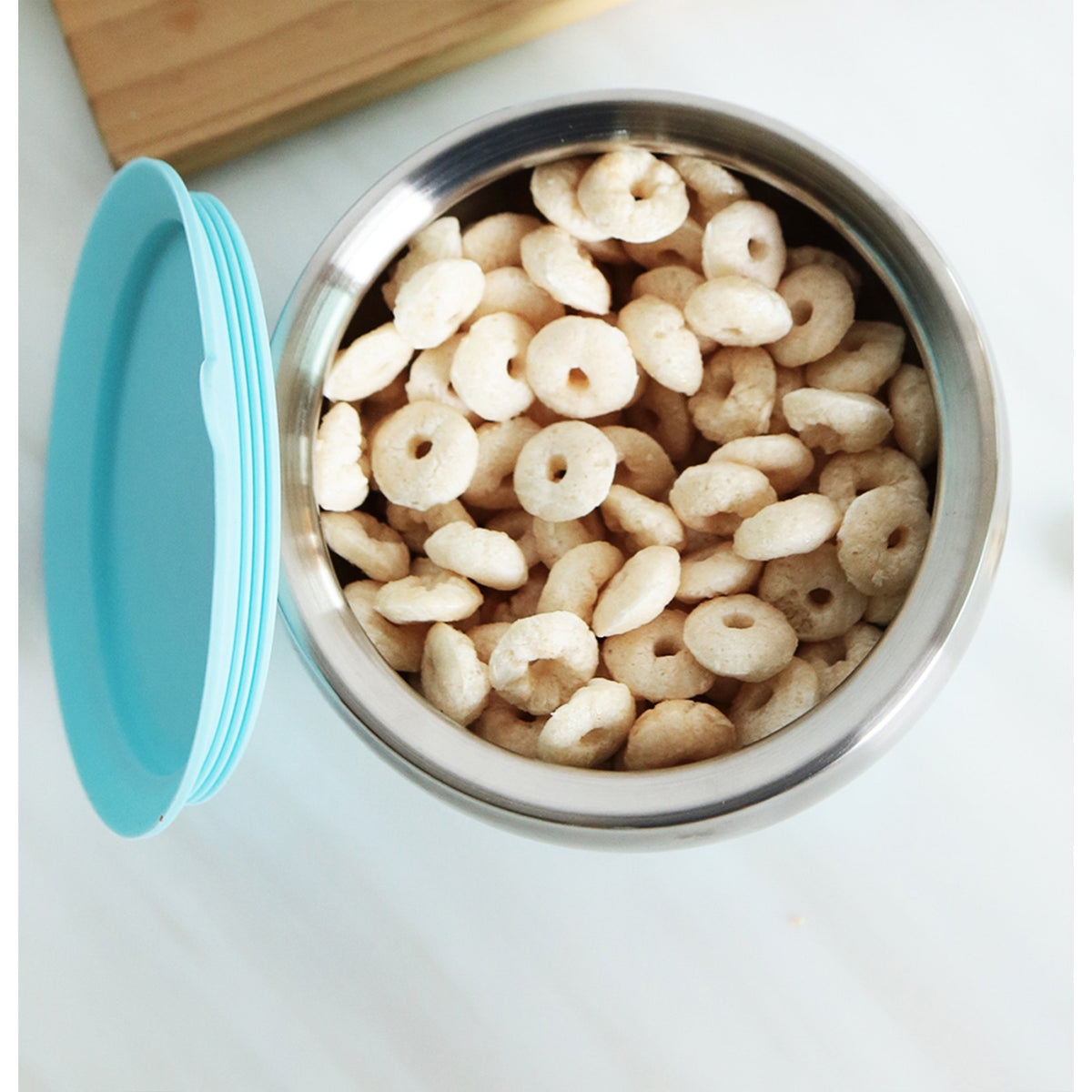 little.b Double-Layer 316 Stainless Steel Suction Bowl - Blue
