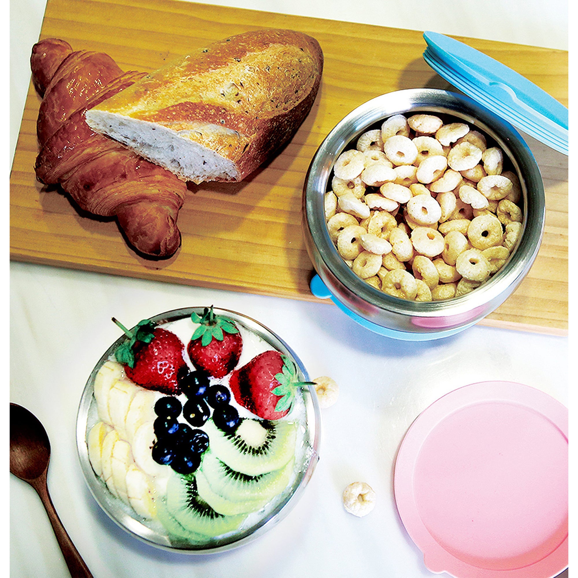 little.b 316雙層不鏽鋼吸盤碗 - Blue