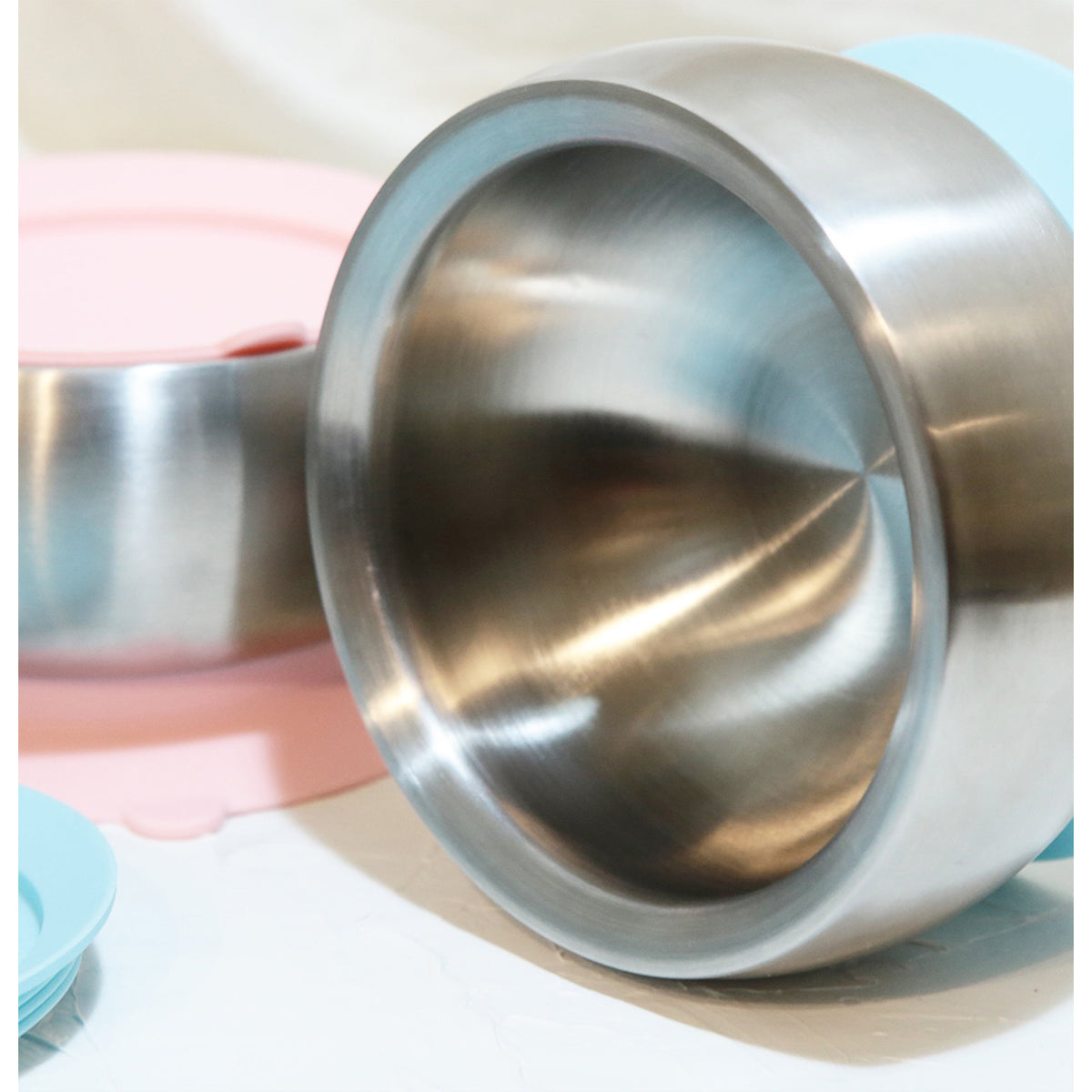 little.b Double-Layer 316 Stainless Steel Suction Bowl - Blue