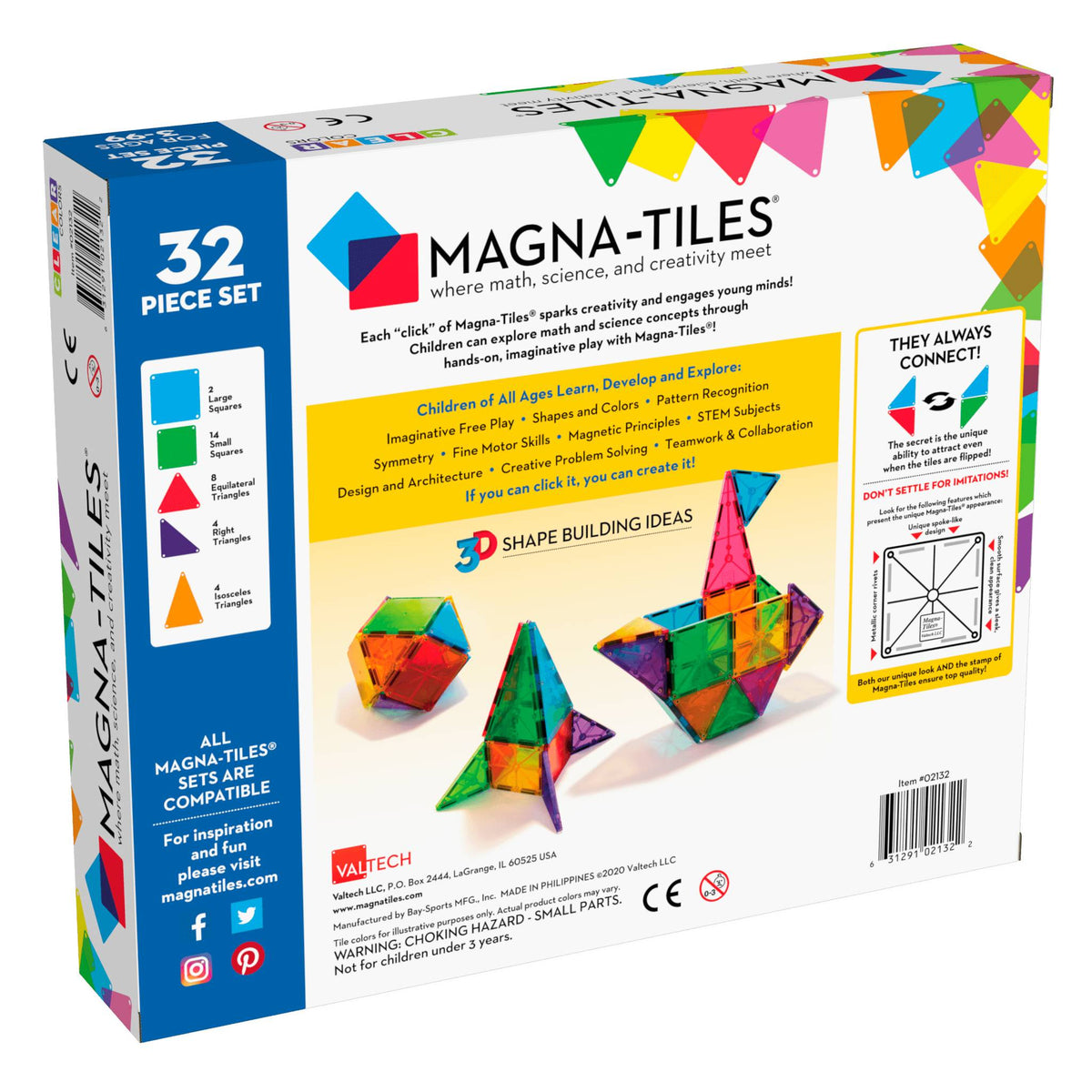 Magna-Tiles Tiles Clear Colors 32-Piece Set
