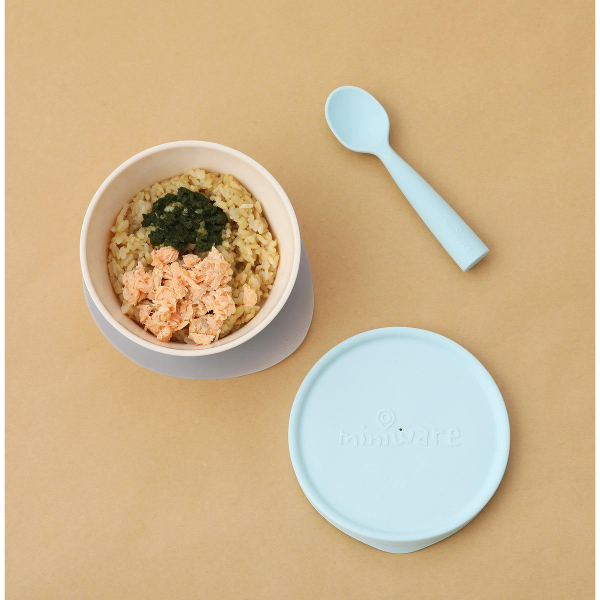 miniware-first-bite-set-pla-cereal-suction-bowl-vanilla-silicone-spoon-and-cover-in-aqua- (4)