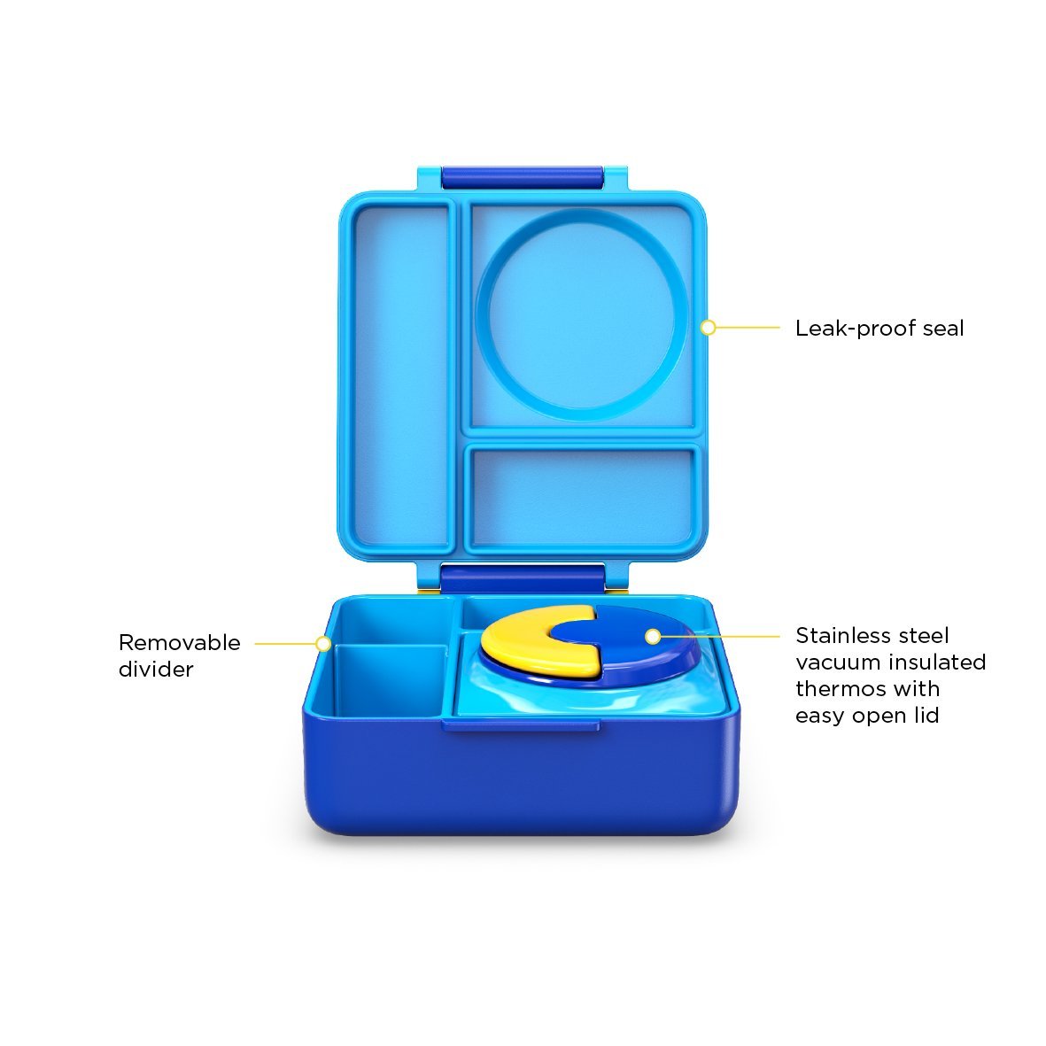  OmieBox Bento Box for Kids - Insulated with Leak Proof Thermos  Food Jar - 3 Compartments, Two Temperature Zones (Single) (Packaging May  Vary): Home & Kitchen