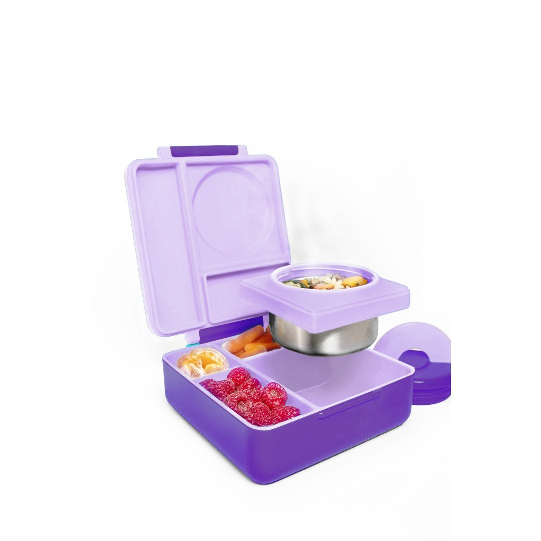 OmieBox Bento Box for Kids - Insulated Bento Lunch Box with Leak Proof  Thermos Food Jar - Purple Plum