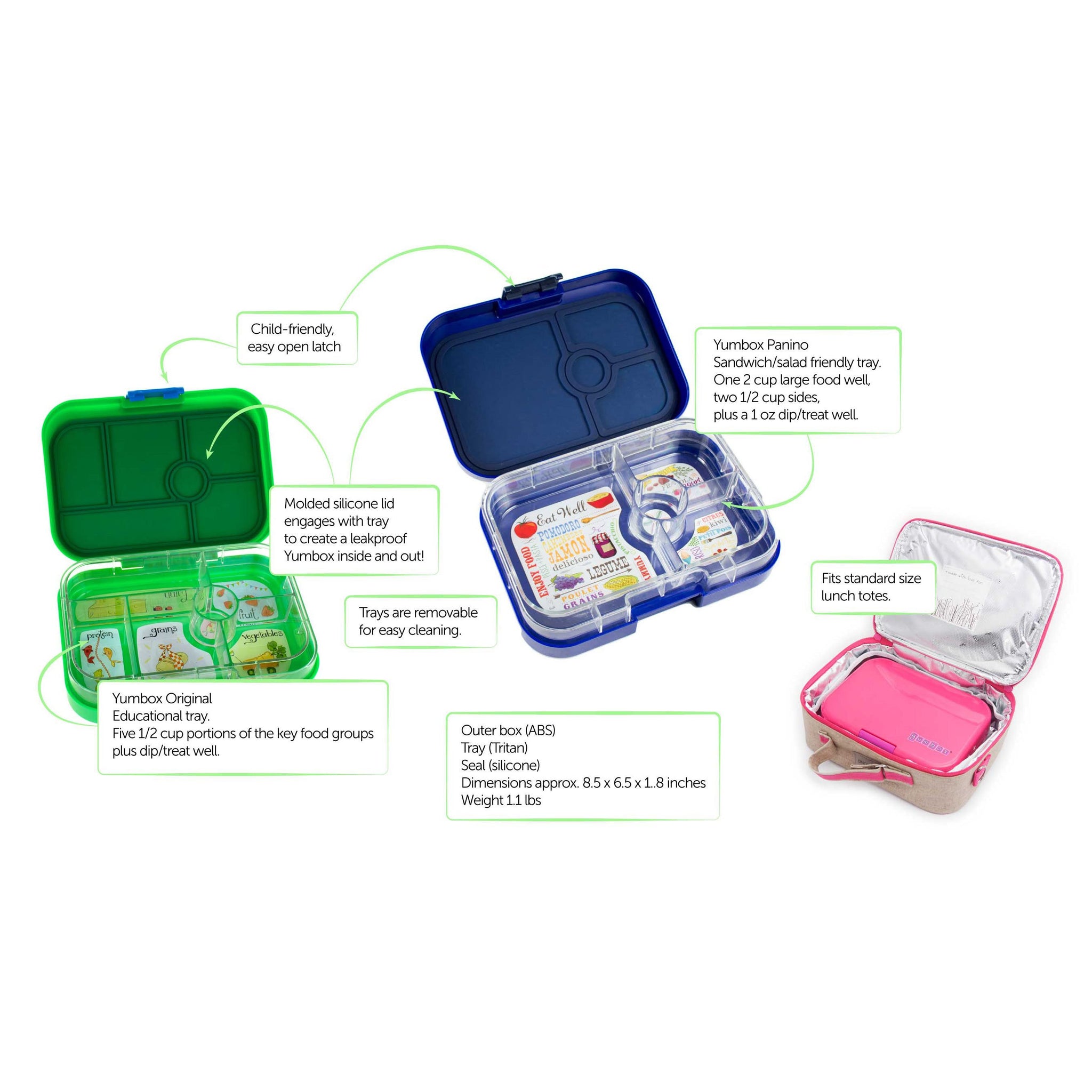 Yumbox Misty Aqua Rainbow Snack Size Bento Box