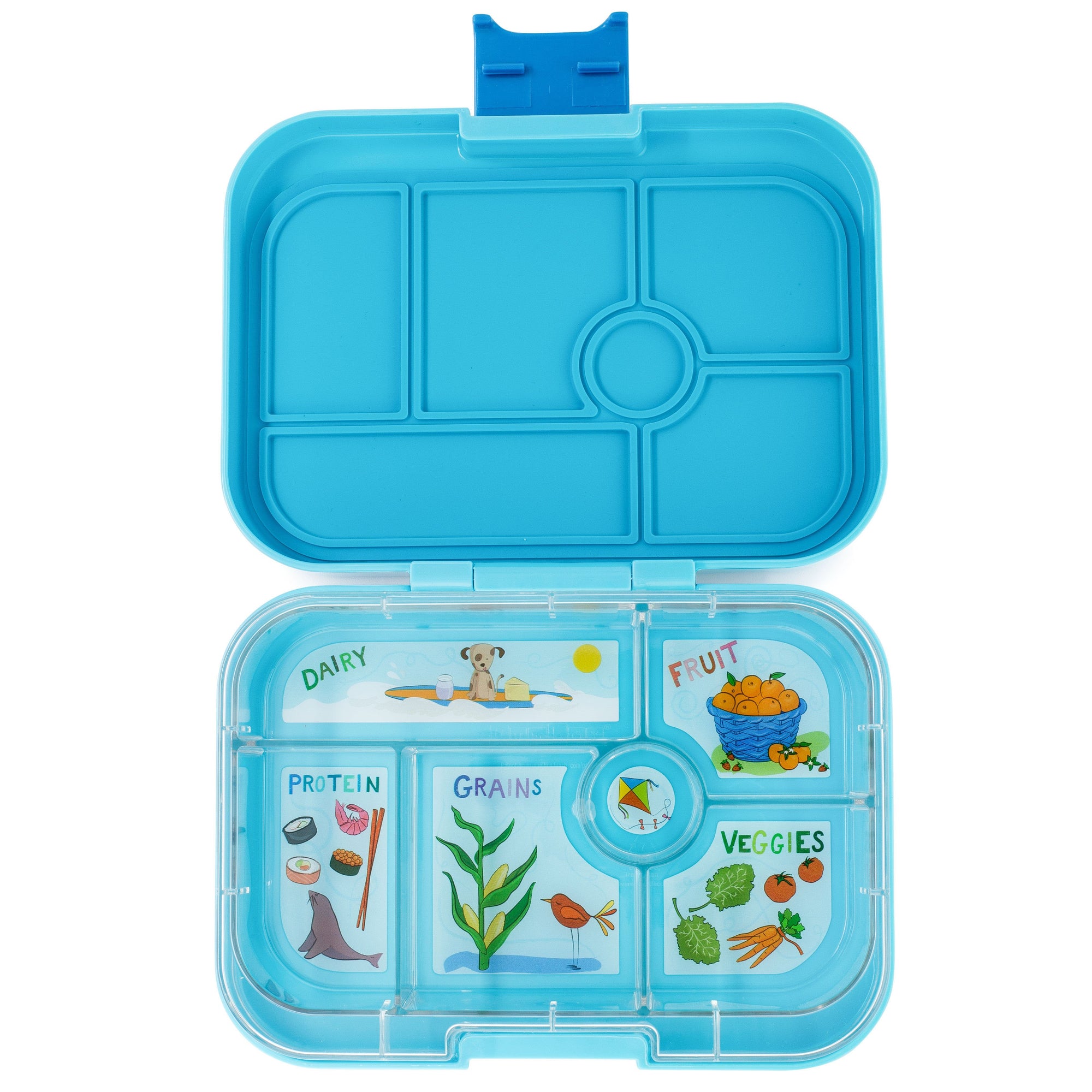bento box blue fish Yumbox Original Blue Fish California Kids 6 Compartment Lunch Box
