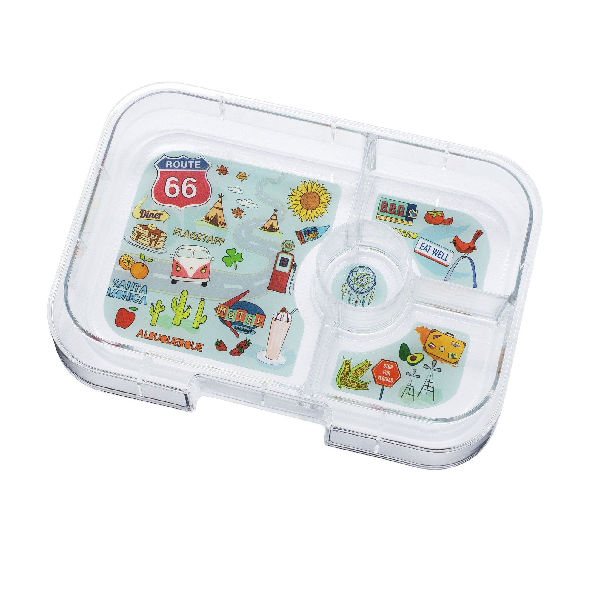 bento box blue fish Yumbox Panino Blue Fish Route 66 4 Compartment Lunch Box